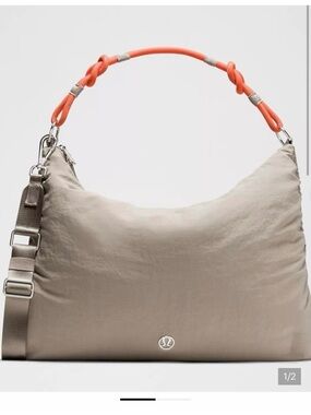 NWOT Convertible Ruched crossbody Bag large with Orange Strap 16L